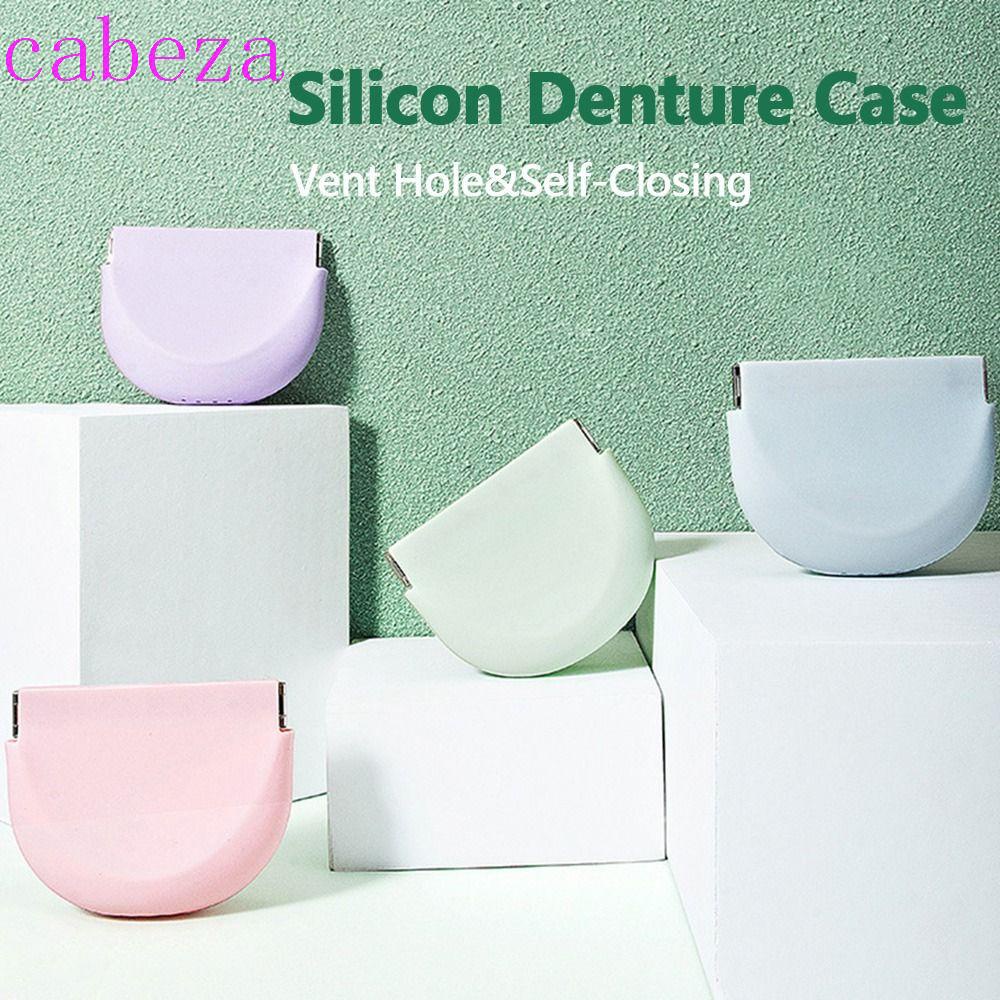 CABEZA Silicon Denture Case Portable Travel Oral Care with Vent Hole Dental Storage Case