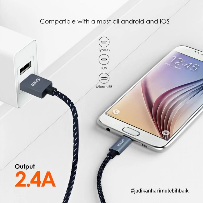 JETE Razors Kabel Data Micro USB 2.4A Fast Charging - Kabel Data - Original Garansi Resmi - Gambar 4