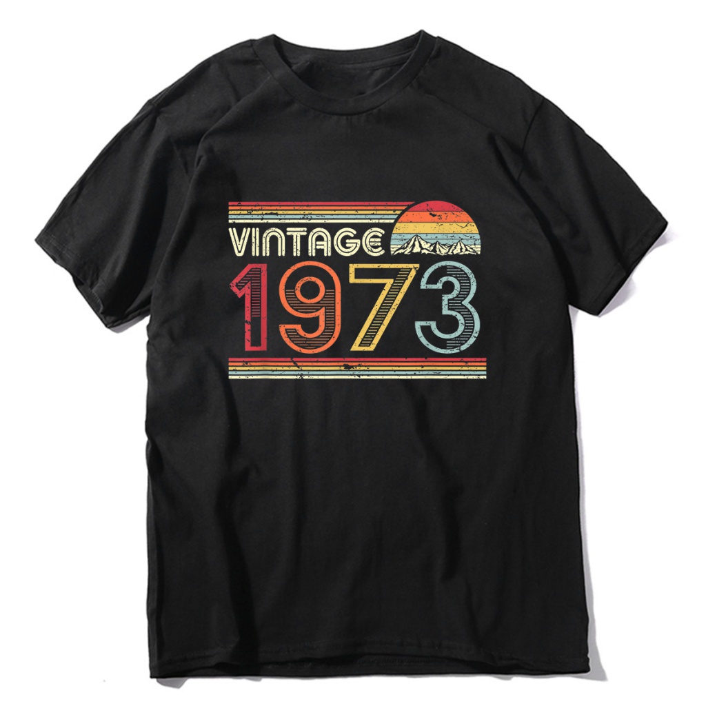 Unisex 100% Cotton 1973 Vintage T Shirt Birthday Gift Tee Retro Style Shirt Men Clothing T-Shirt Casual Streetwear Oversized
