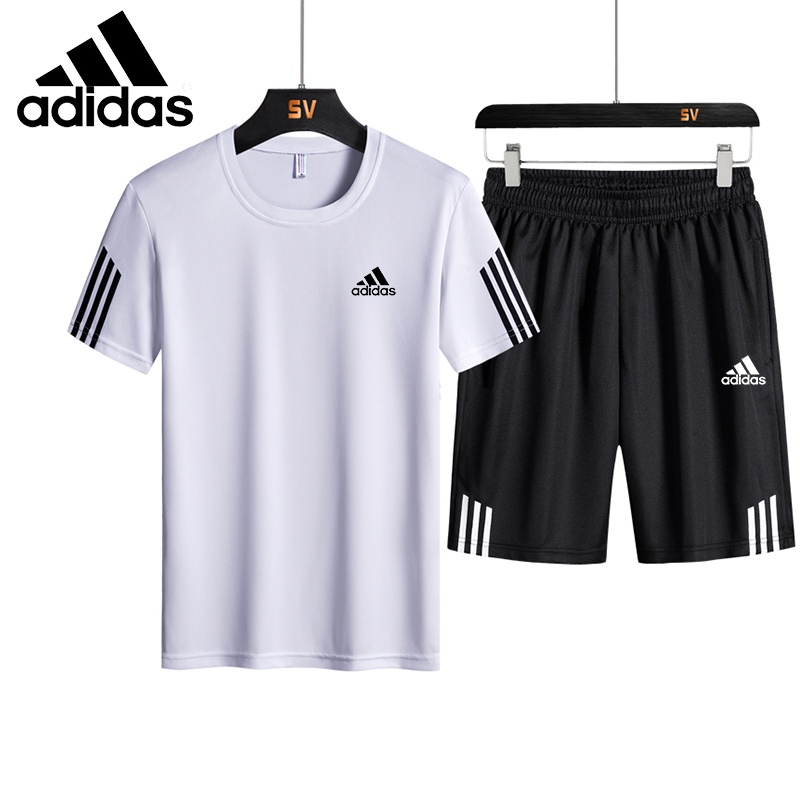 Adida.s Men's Sports Suit Quick Dry T-shirt + Loose Shorts Summer New ...