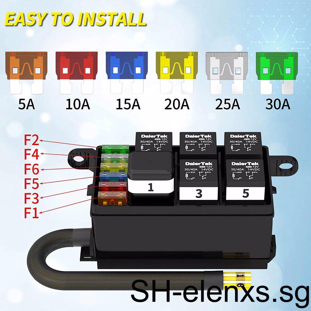 6-Way Fuse Box Terminal 4Pin 6 Slots Relay Block Practical ATC Fuse ...