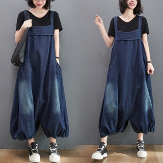 Women Summer Casual Loose Plus Size Dungarees Dress Bib Overalls