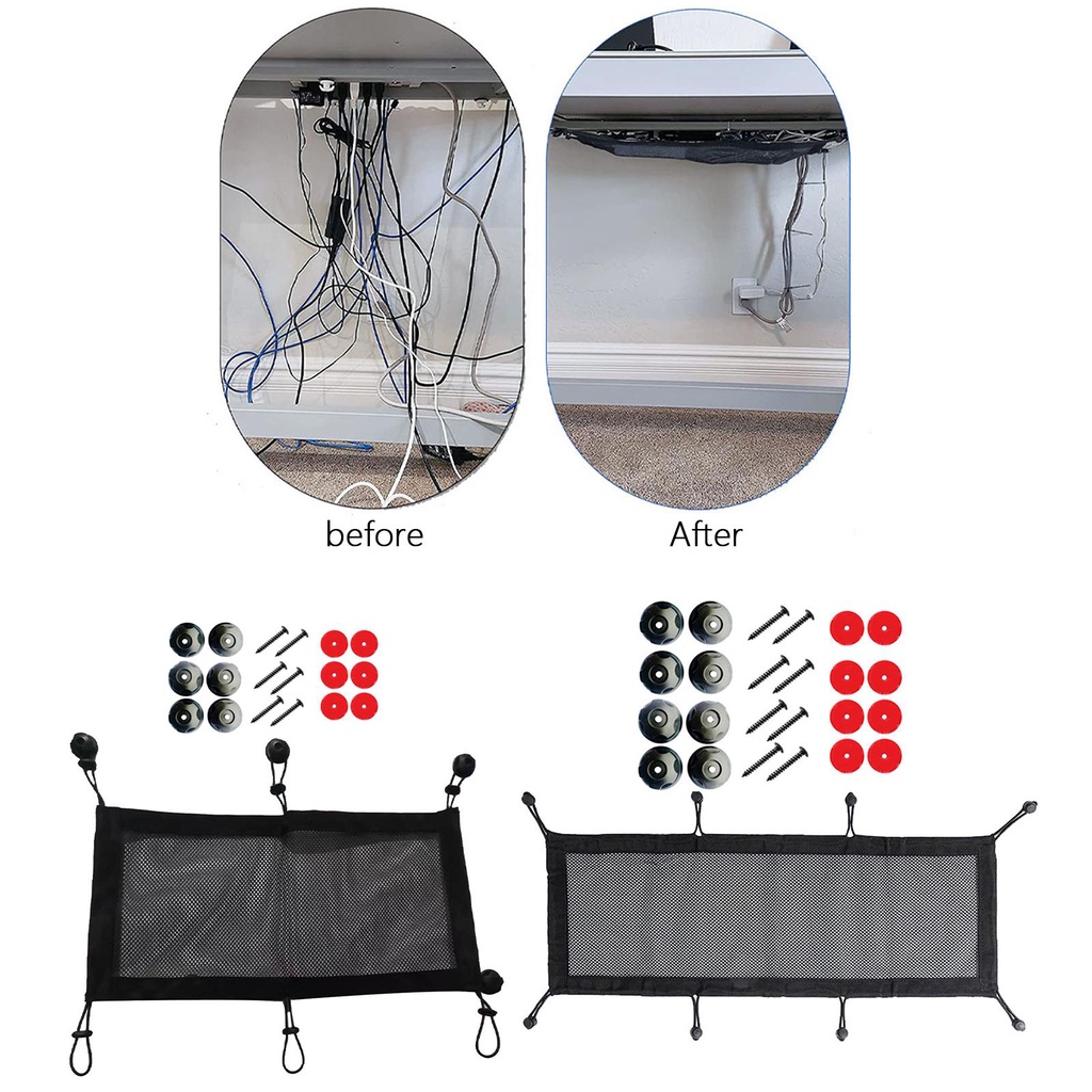 [Homyl478] under Desk Cable Management Mesh Mesh Organizer for Most