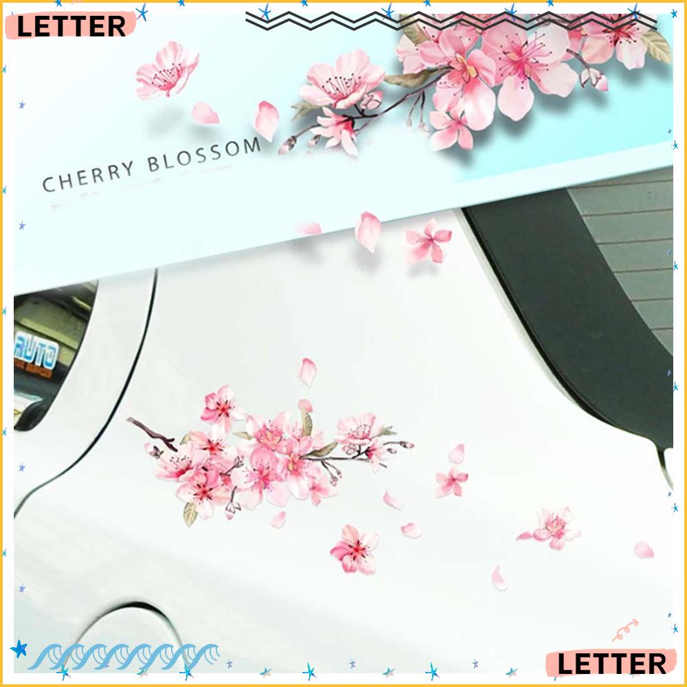 LETTER New Sakura Car Sticker Scratch Waterproof Pink Float Stickers ...