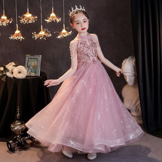 Girls Dress Children Pageant Gown Girls Princess long Dress Sequin Lace  Gorgeous Party ball gown Flower girl Wedding Dress