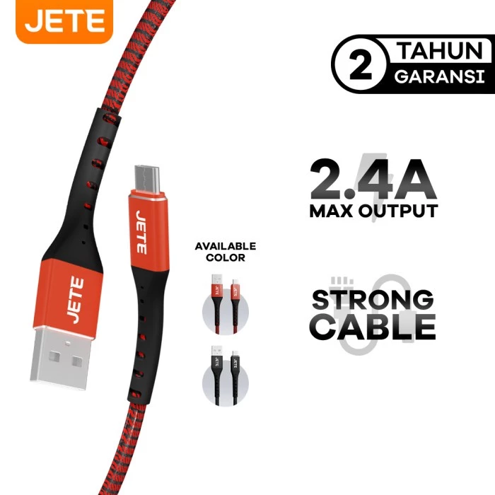 JETE CX2 Kabel Data Type-C Micro USB 2.4A Fast Charging - Kabel Data - Garansi Resmi - Gambar 3