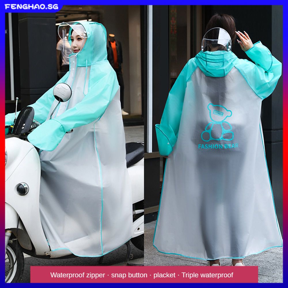 Rainwear Long Full Body Anti Raining Single Person Female Men's Riding Raincoat Double Hat Brim