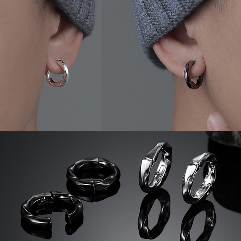 Stainless Steel Unisex Mobius Clip Earrings Non Pierced Loop Twisted ...