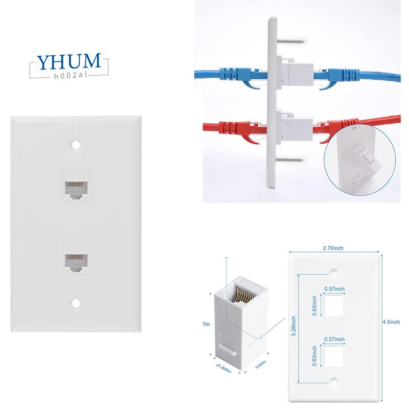 2 Port Ethernet Wall Plate, Cat6 Female to Female Wall Jack RJ45 ...