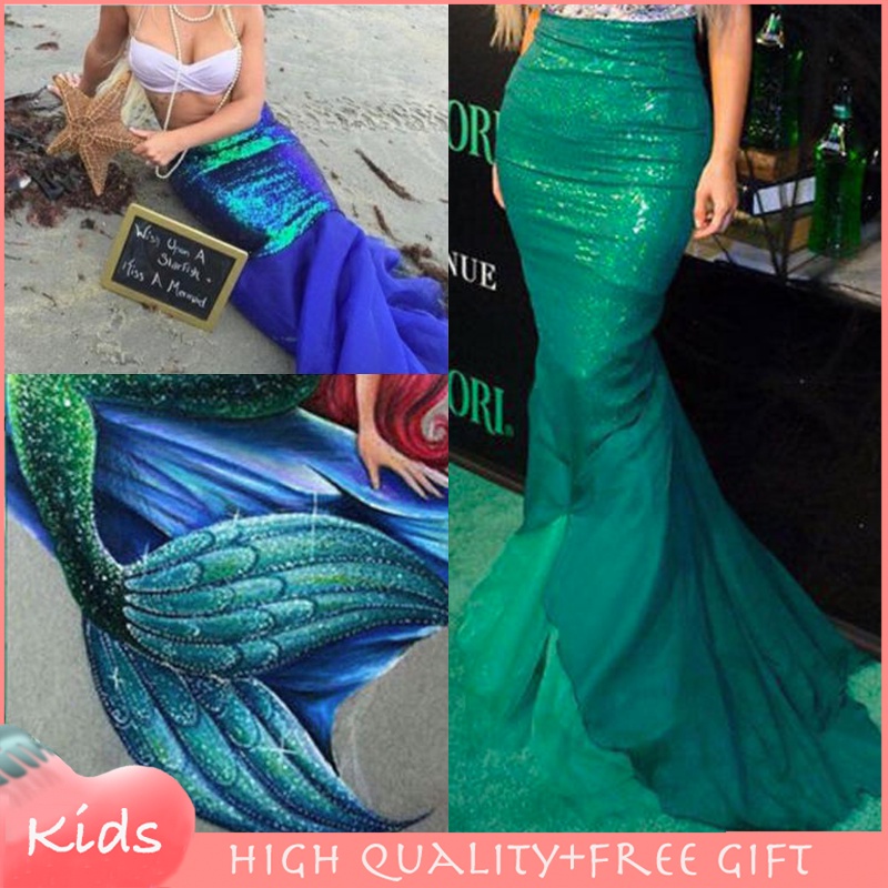Shiny Mermaid Bra Set Sequin Mermaid Pearl Pendant, Fishtail Skirt