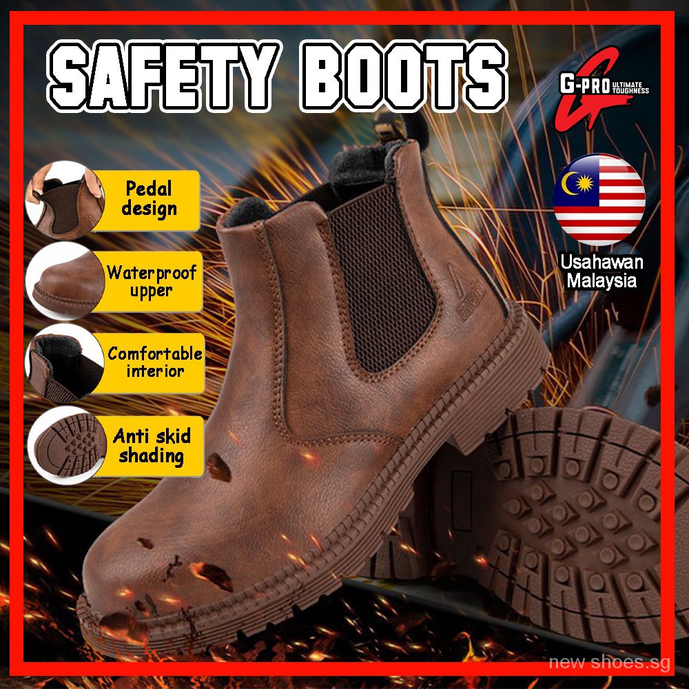 GPRO (BUY 1 FREE 1) High Top Safety Shoes Men Boots Steel Toe Cap Key Kerja Boot Waterproof Anti