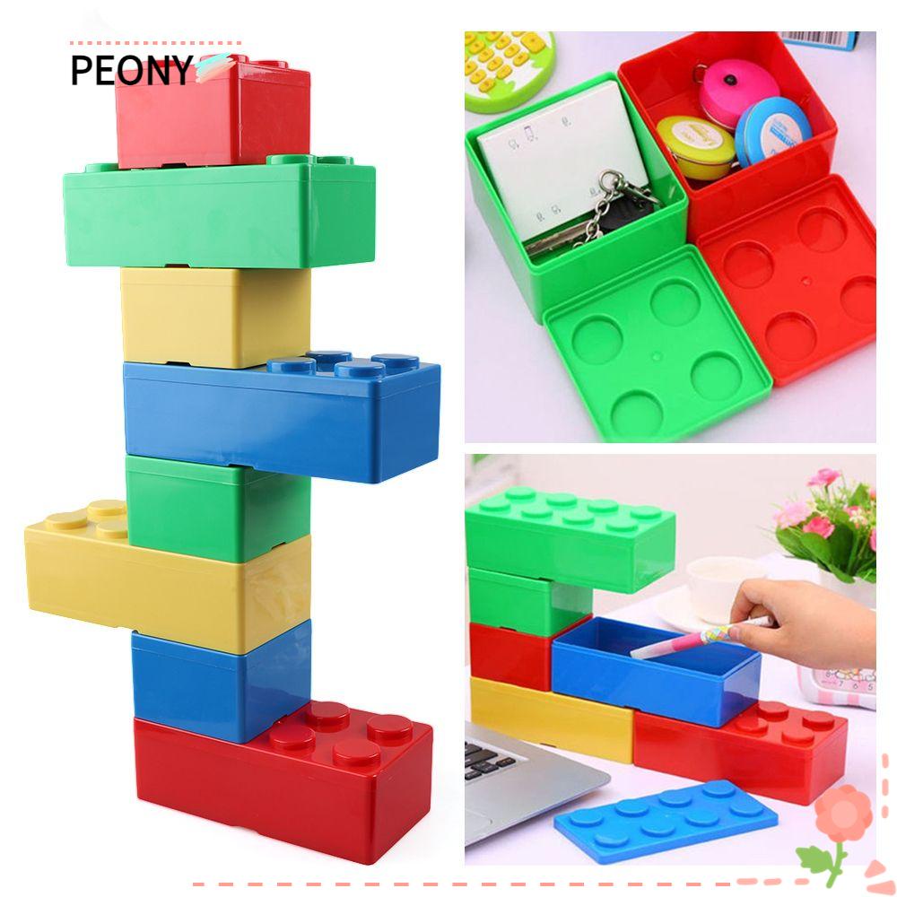 Office Stationery Storage Box Building Block Shapes Plastic Desktop ...