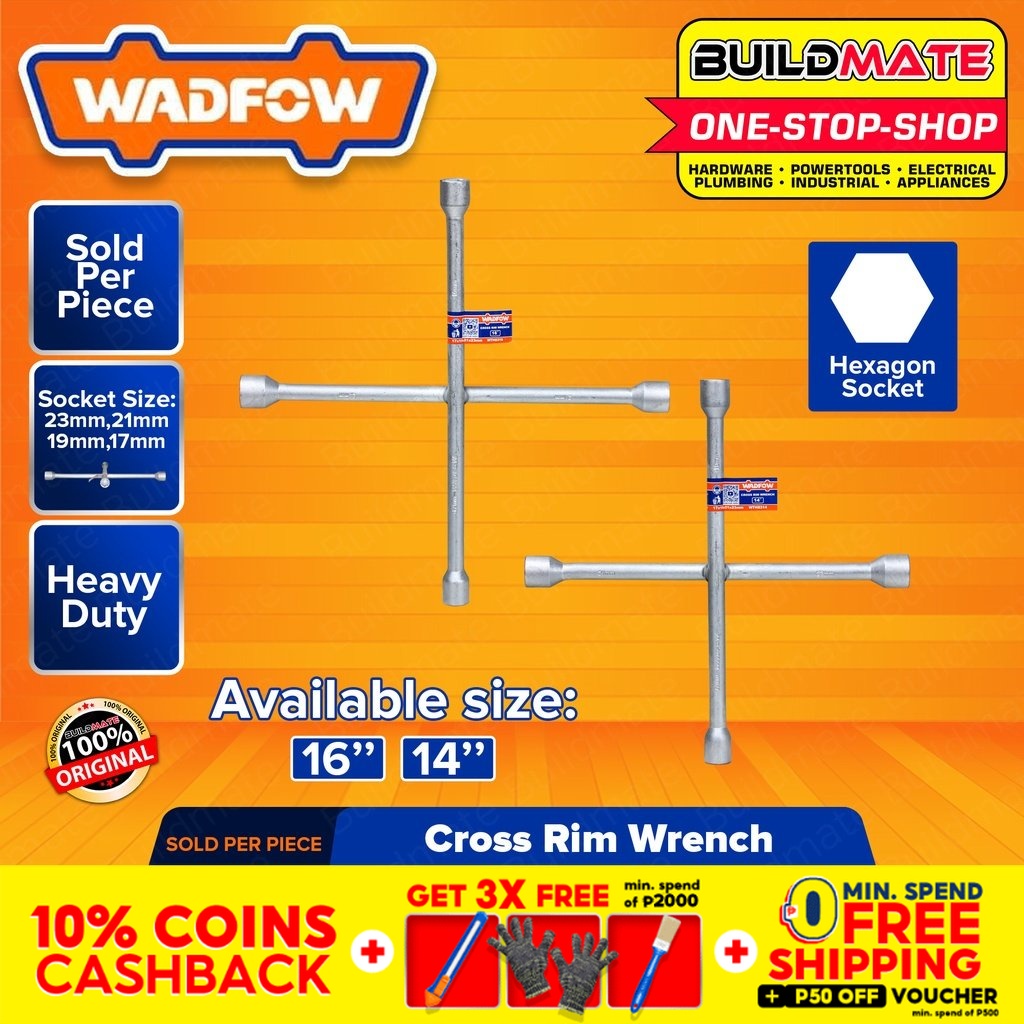 WADFOW Cross Rim Wrench 14" Inch 16" Inch Lug Wrench 4Way Cross Tire