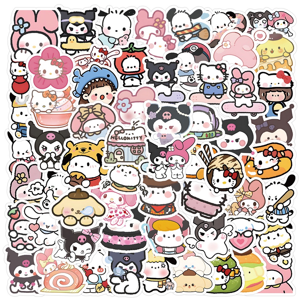 100PCS Cartoon Cute Sanrio Mixed Mymelody Cinnamoroll HelloKitty ...