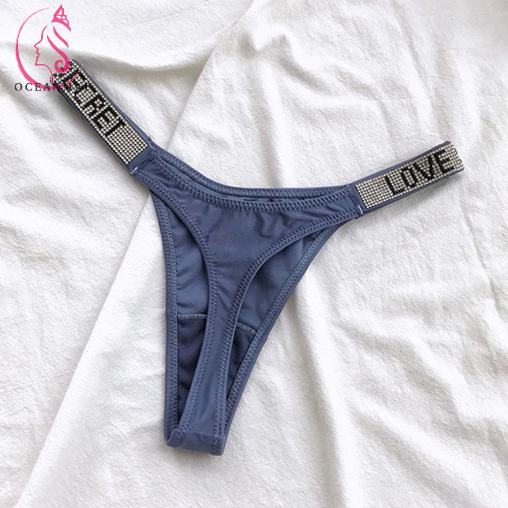 OCEANMAP Underwear Sexy T-Back Ladies Women Panties Rhinestone Thong ...
