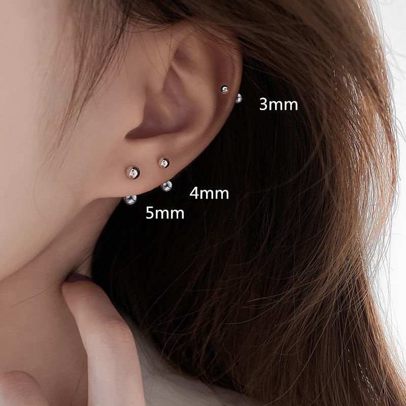5/8mm T-Bar Stud Earrings - 925 Sterling Silver, Rhodium Plated, Butterfly Closure
