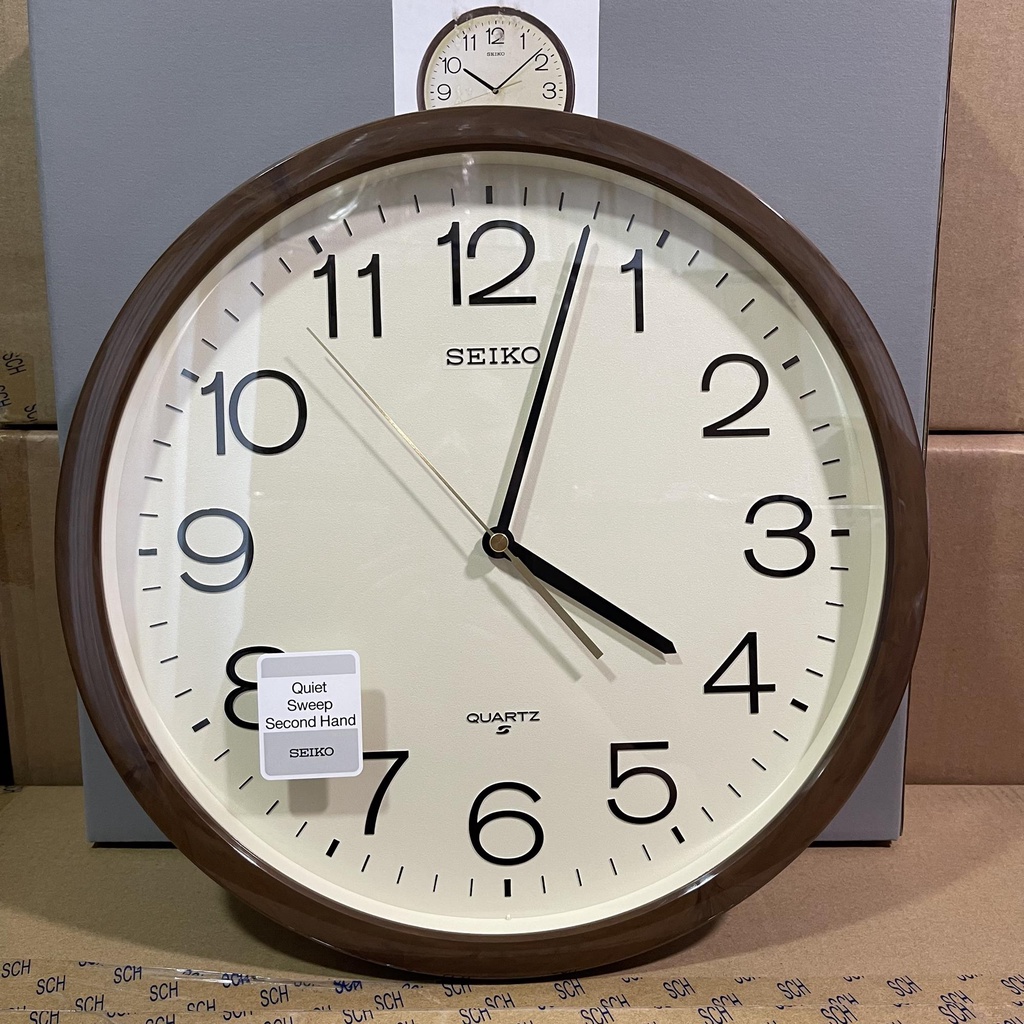 Seiko Clock QXA807B Decorator Brown Marble Casing Cream Dial Analog