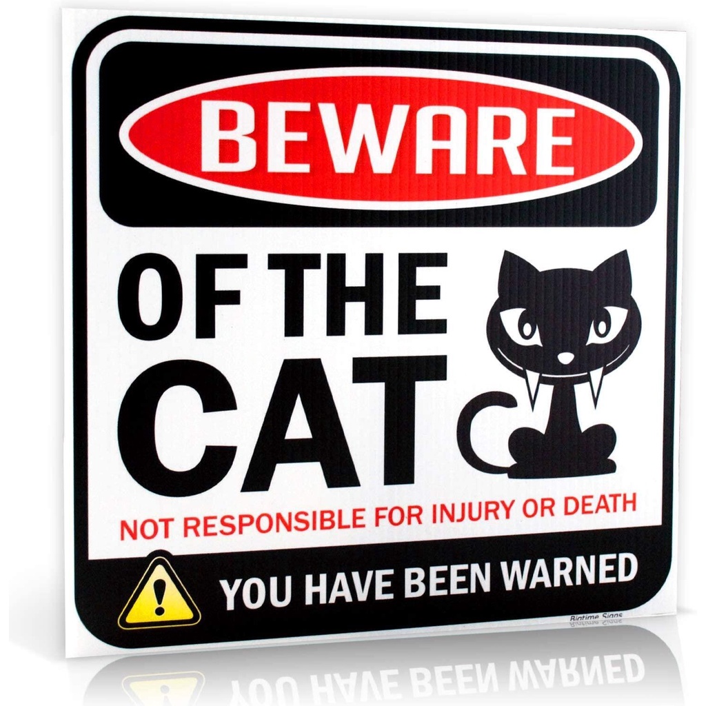 Beware of Cat Warning Sign 1 Square Danger Sign Funny Gag Gifts for ...