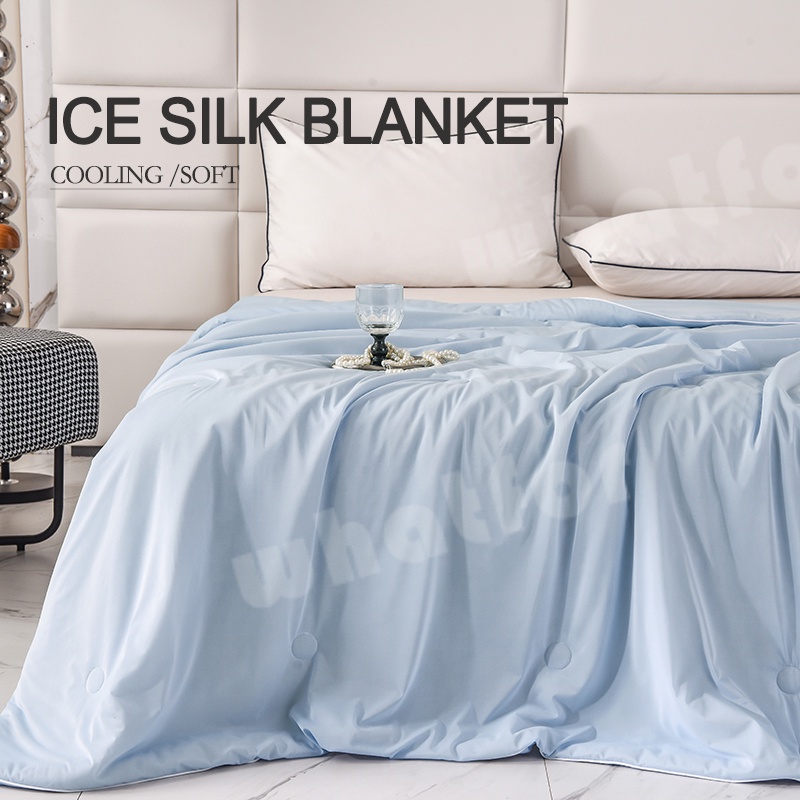 Cool Ice Silk Summer Quilt Plain Color Super Soft Comforter Thin Air