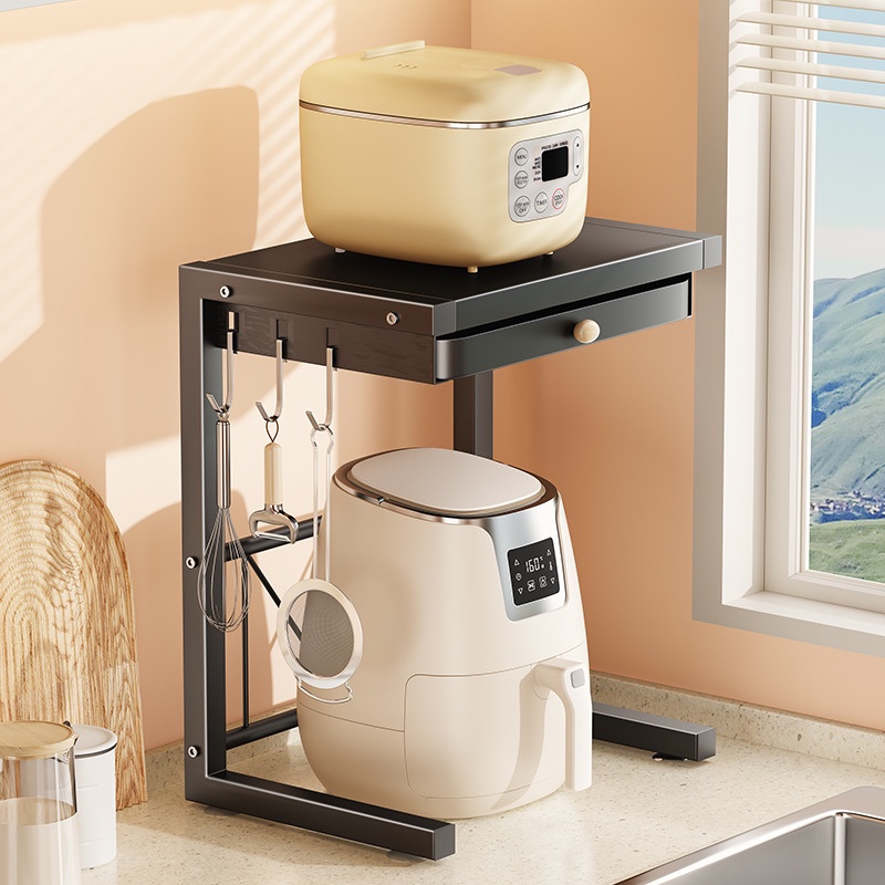 Cookware Shelf Kitchen Shelf With Drawer Rice Cooker Oven Microwave Air