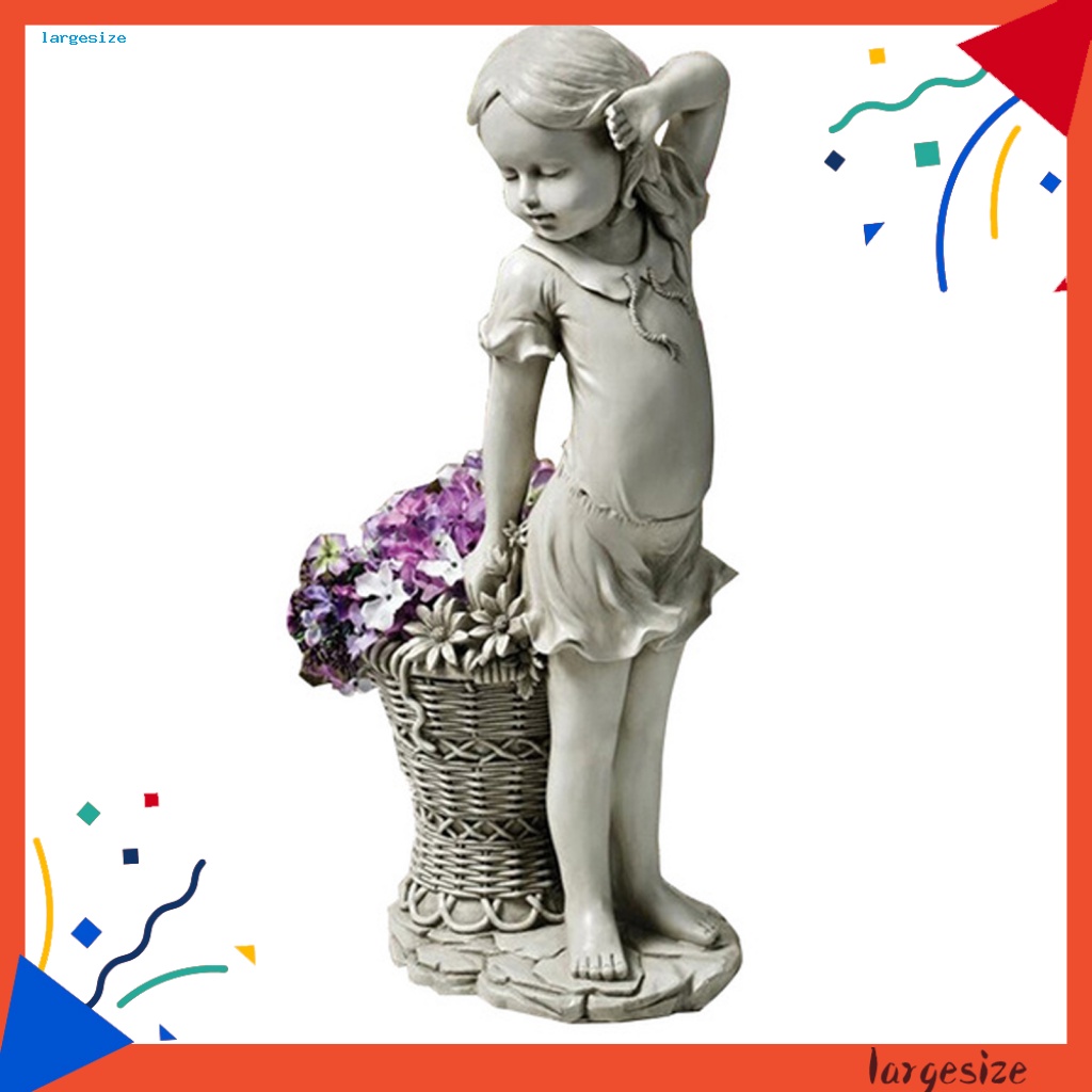 [LS] Little Girl Garden Statue Vivid Weatherresistant Resin Outdoor