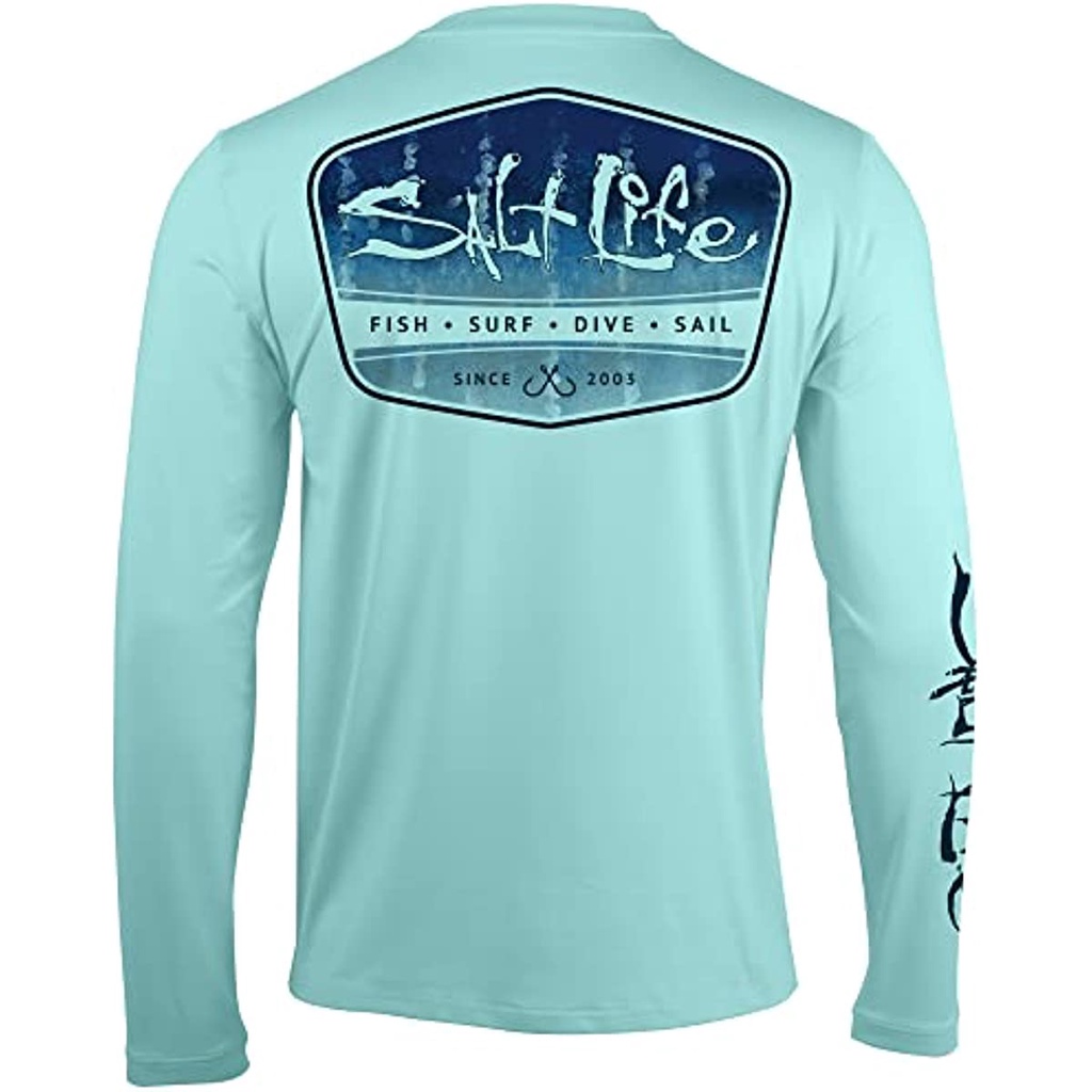 Salt Life Men's Marlin Fade Long Sleeve Performance Shirt Men's Long Sleeve  Fishing Shirts Sun Protection Shirt High Performance Shirt Fishing Shirt