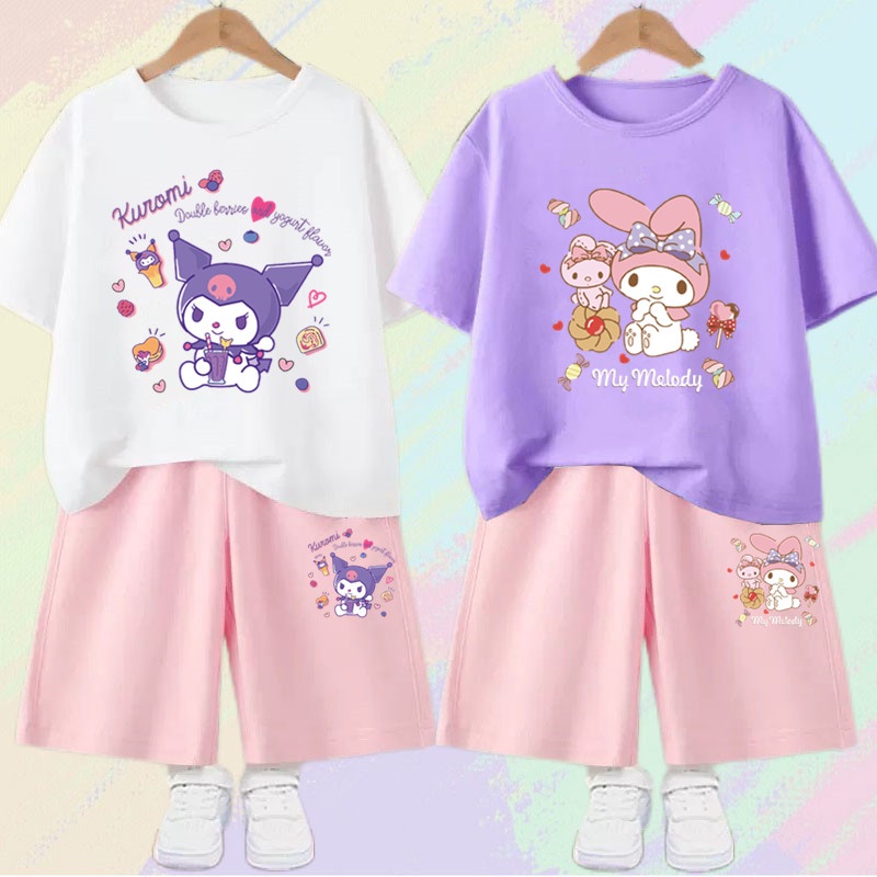 Kuromi Children's Suits Summer Short Sleeve Saniro T-shirt and Shorts ...