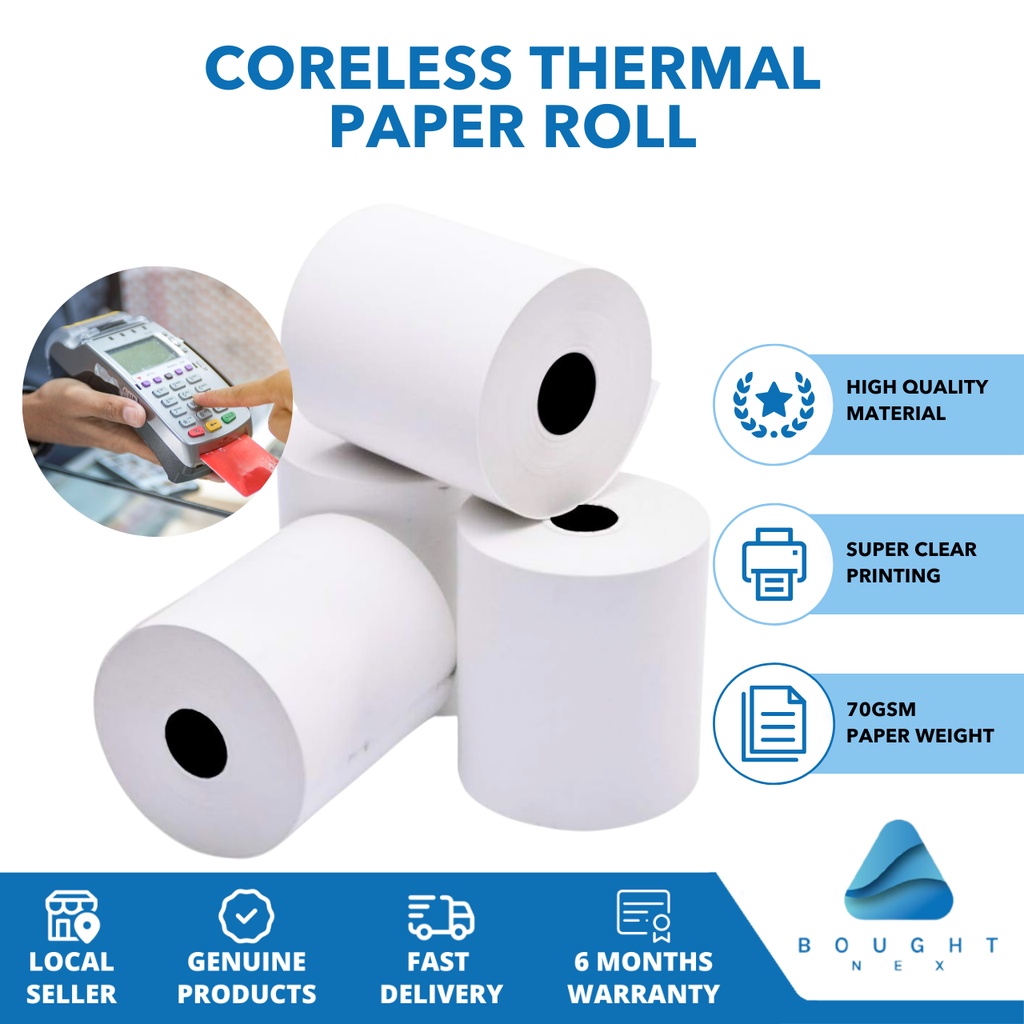 Thermal Paper Roll 57mm x 40mm Coreless, Order Receipt, Cash Register