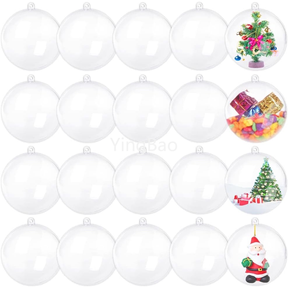 20 PCS Clear Fillable Ornaments Ball Transparent Plasti Craft Ornament ...