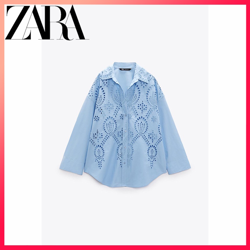 ZARA new women's clothing hollow embroidery shirt