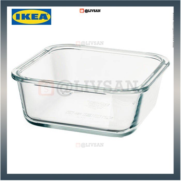Ikea 365+ Rectangular Glass Food Holder 600ml Box Shape For Vegetable Container Side Dish bowl