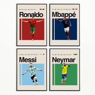 Football Star Players poster Print Image Neymar Ronaldo Messi