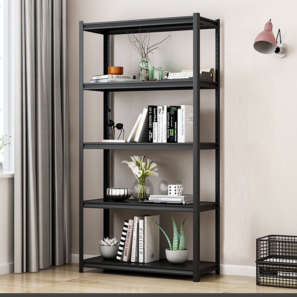 5 layers Black Metal Rack Shelves All-steel Boltless Minimalist ...