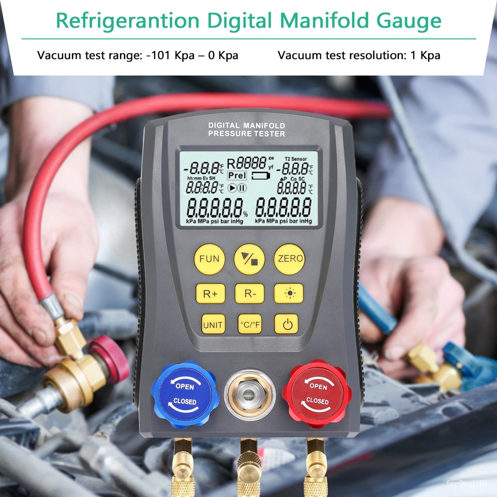 Pressure Gauge Digital Vacuum Pressure Manifold Tester Meter ...