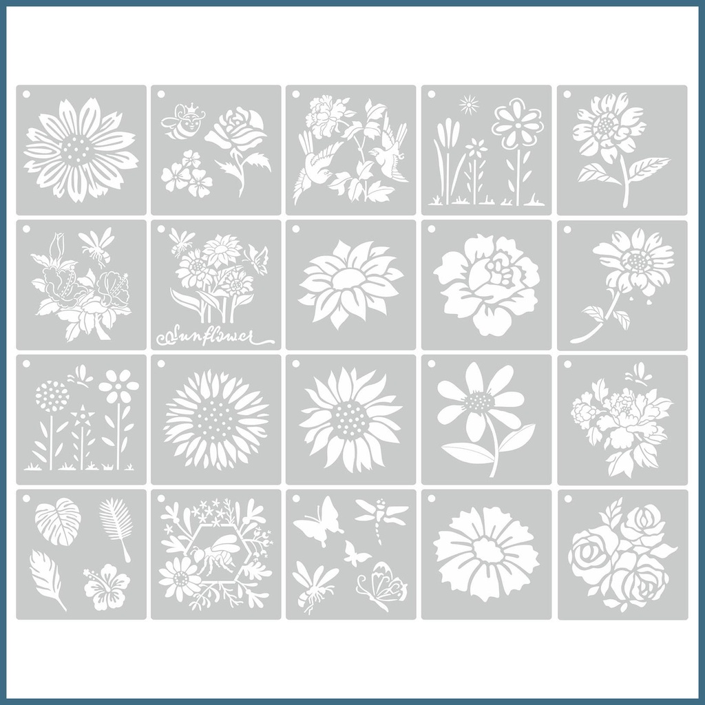 Sunflower Stencils Butterfly Flower Drawing Themed Stencils 20 Pieces ...