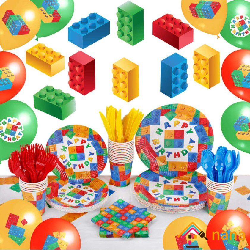 Lego Building Blocks Theme Birthday Party Decoration Paper Tray Cup 