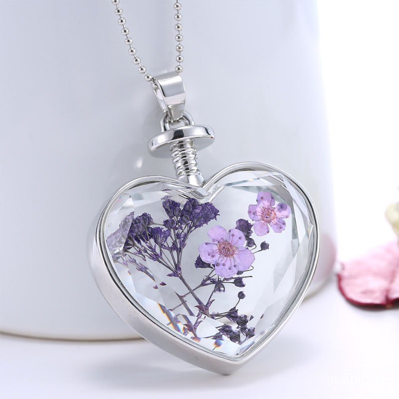 Natural Dried Flower Life Tree Pendant Necklaces for Women