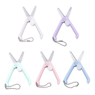 White Folding Scissors Safe Portable Travel Scissors Mini Scissor Foldable  Telescopic Cutter Pocket with Keychain for Cutting, Scrapbooking, Crafting