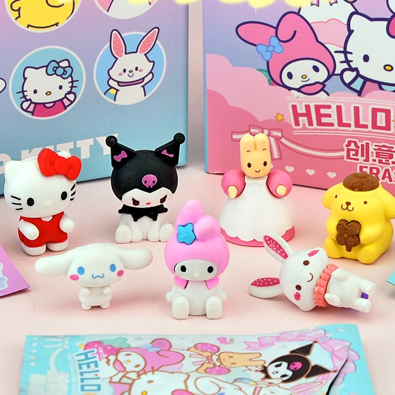 5PCS Sanrio Cute Kawaii Mymelody Kuromi Cinnamoroll Pencil Rubber ...