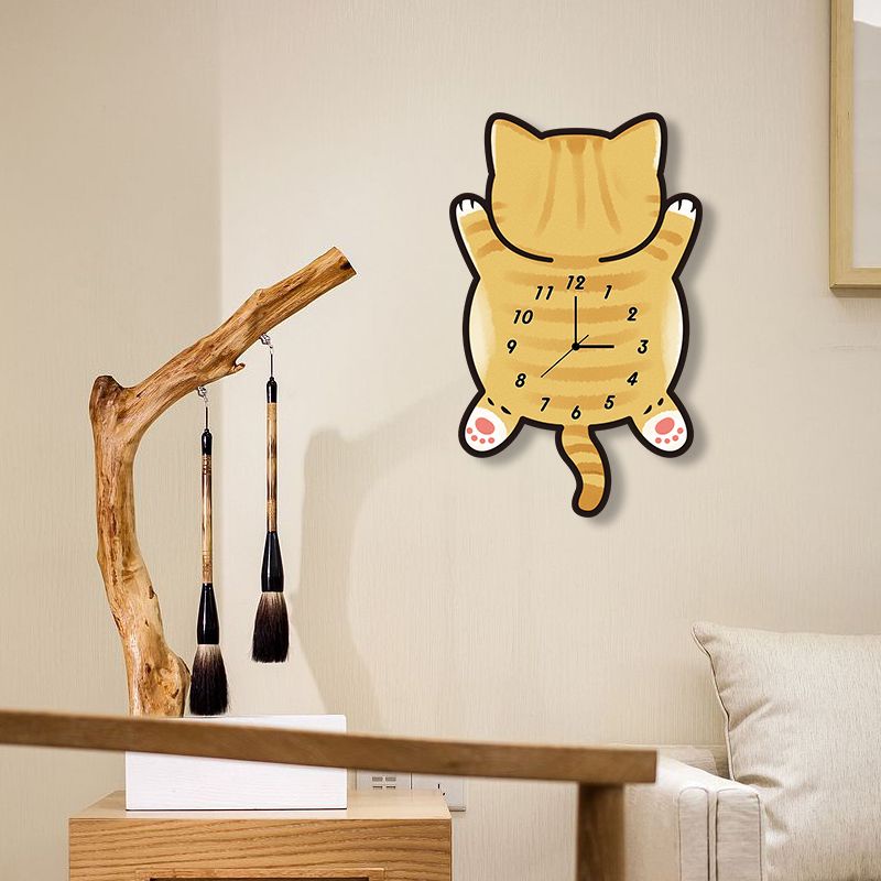 Big Orange Tabby Cat Cartoon Clock Creative Mute Living Room Bedroom