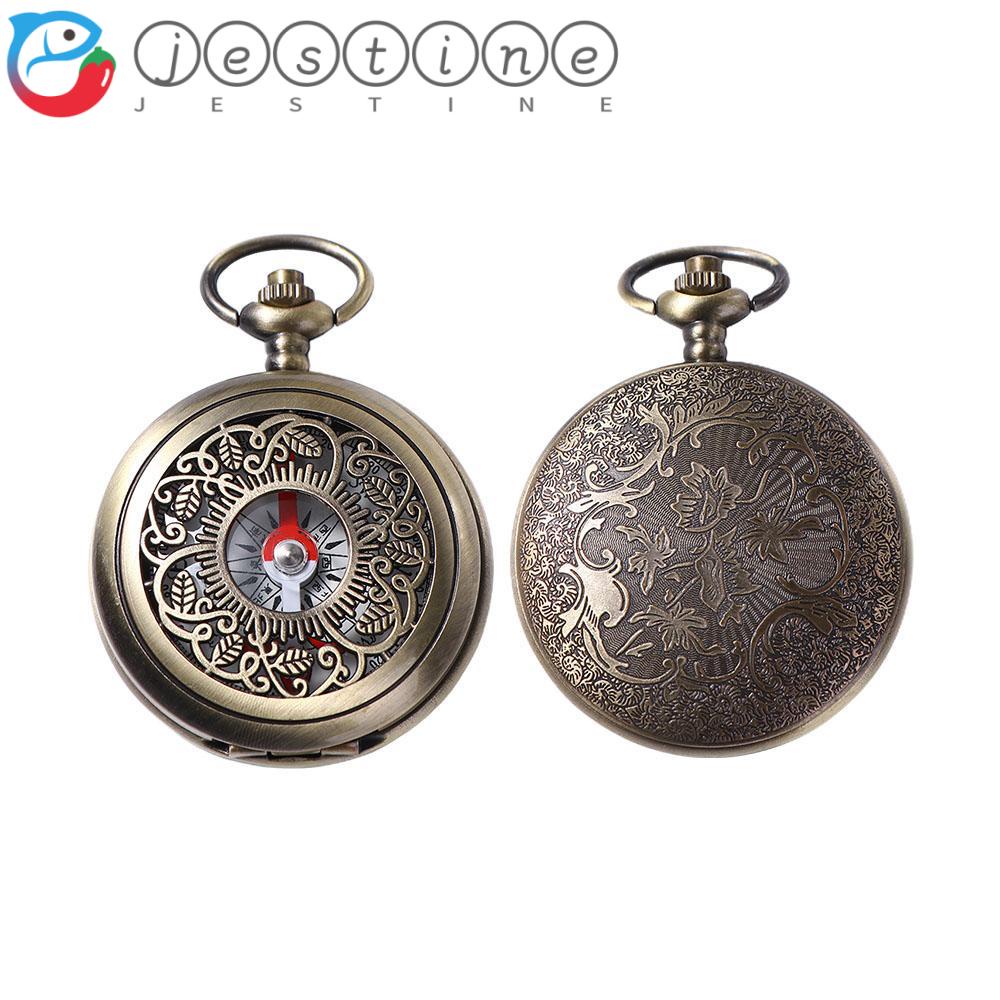 JESTINE Vintage Bronze Compass Bronze Pocket Watch Design Pocket Watch