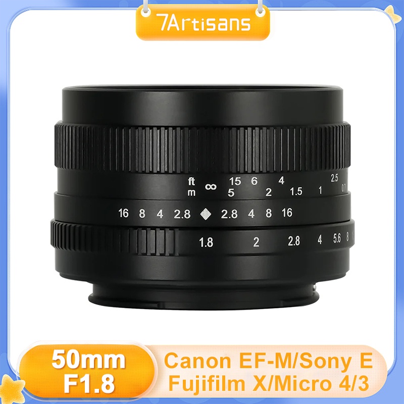 7artisans 50mm APS-C Large Aperture Manual Focus Prime Lens Fit For  Canon EF-M Sony E Fuji FX M43