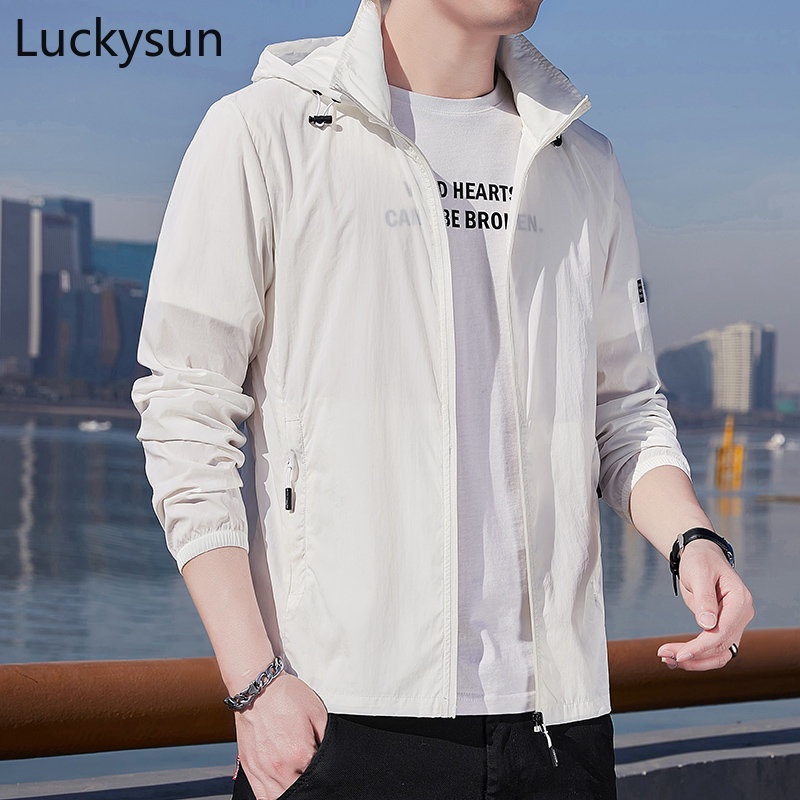 Men Jacket Sun Protection Long Sleeved Hooded UVresistant Light Unisex