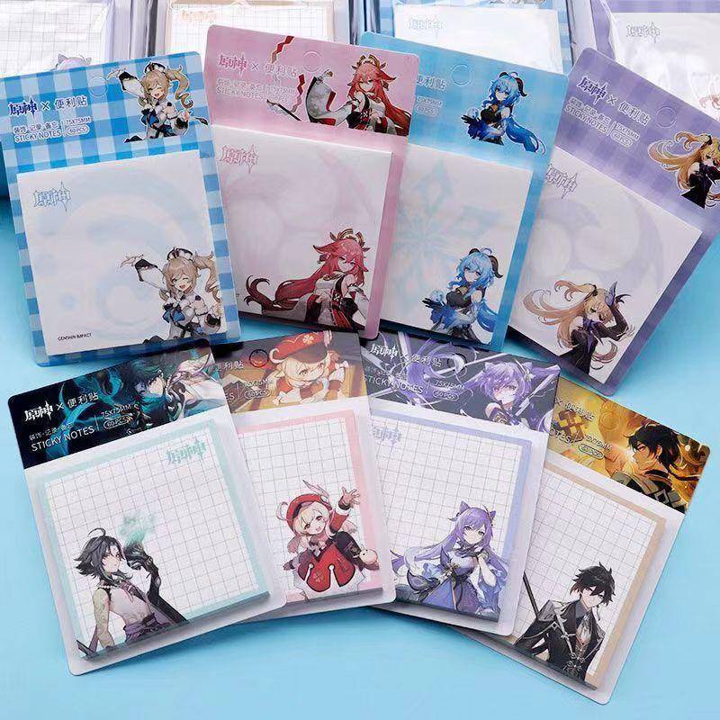 12 styles Genshin Impact Cute Game Anime Memo Pad Stickers Decal Sticky