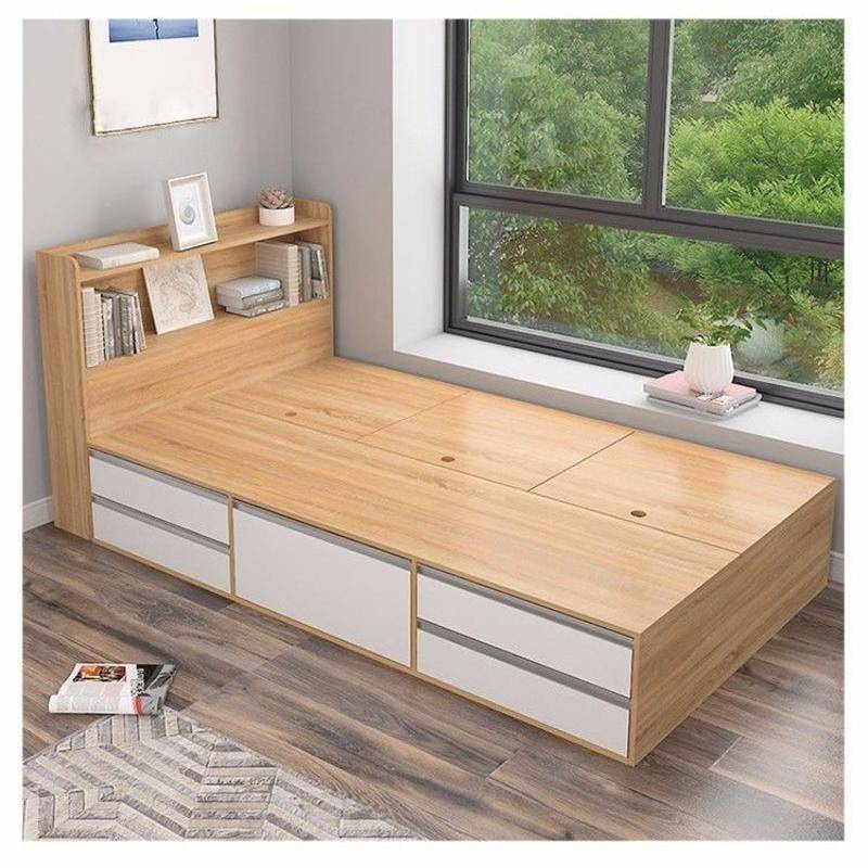 Customized modern simple tatami bed drawer single high Box storage bed ...