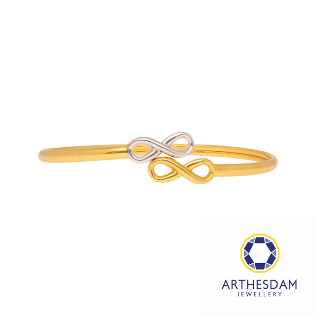 Arthesdam Jewellery 916 Gold Two-Toned Infinity Bangle | Shopee Singapore