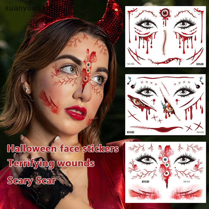 XUAN Halloween Waterproof Temporary Tattoo Stickers Sexy Bloody Makeup