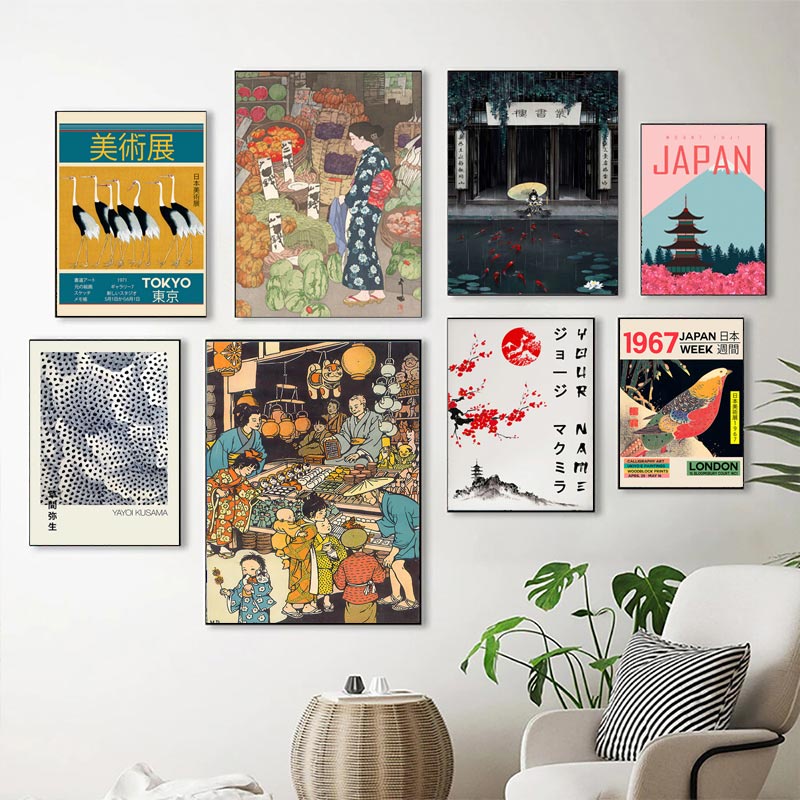 Yayoi Kusama Poster and Print Vintage Japan Art Canvas Paintings ...
