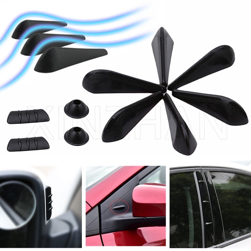 1 Set Black Carbon Fiber Plastic Fins Car Body Canards Anti Collision ...