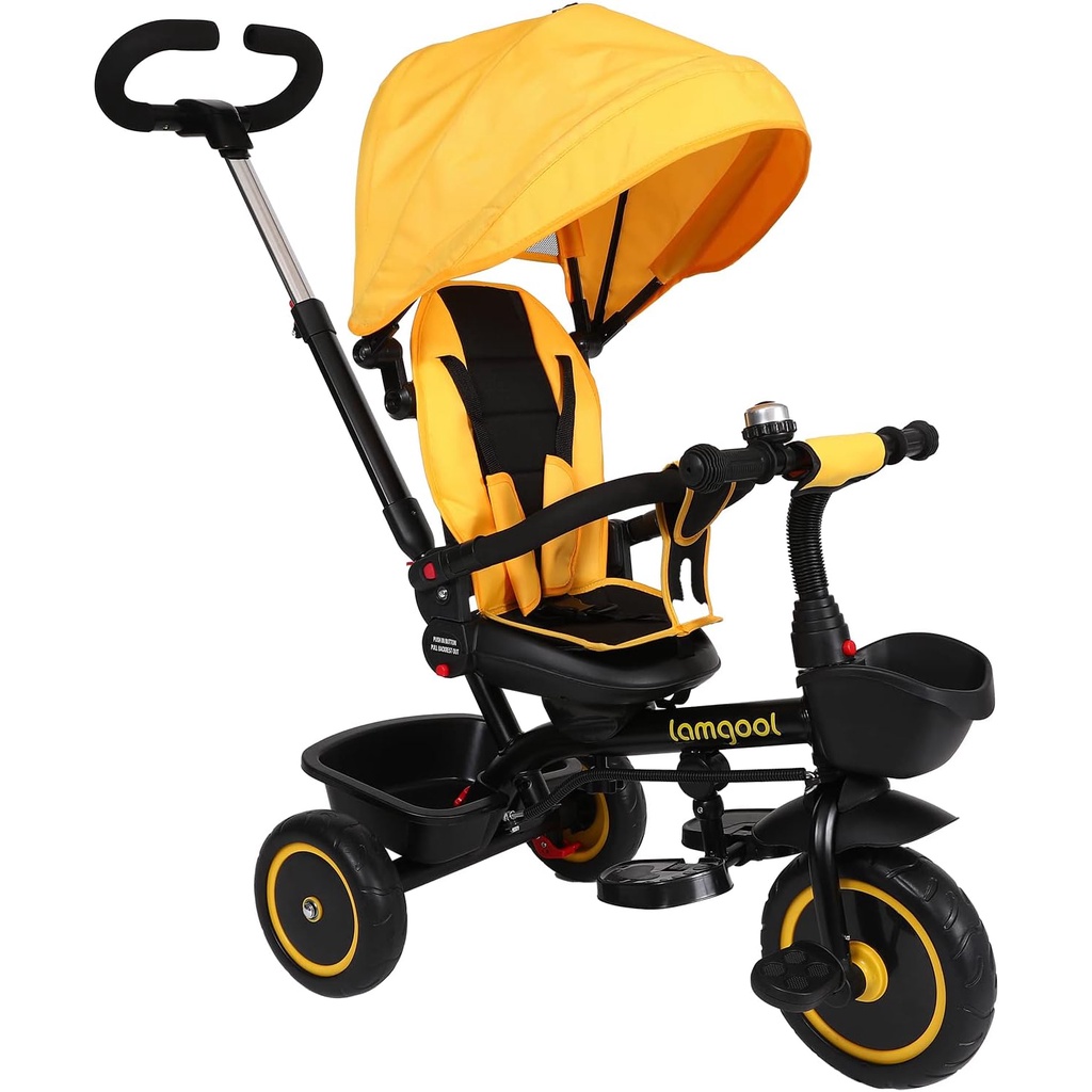 Toddler Tricycles 4 in 1 Stroll Trike with Push Handle Removable Canopy
